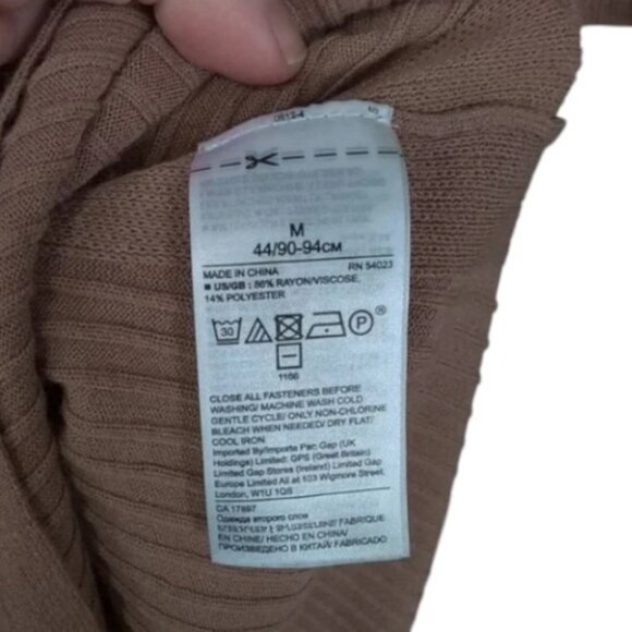 Banana Republic camel tan long sleeve slit midi sweater dress size M - Picture 5 of 8